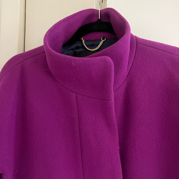 J.Crew Cocoon Coat in Italian Stadium Cloth – Bright Plum Purple – Size 6 - Picture 3 of 16